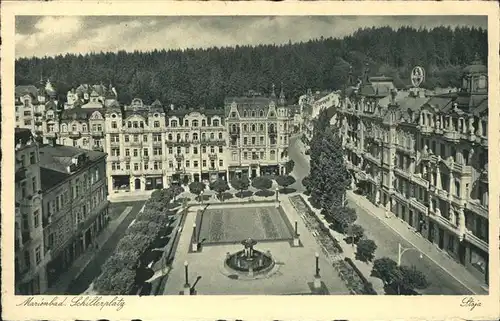 Marienbad Tschechien Schillerplatz mit Tepler Haus Brunnen Boehmen Kat. Marianske Lazne