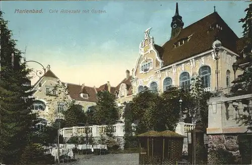 Marienbad Tschechien Cafe Ruebezahl mit Garten Boehmen Kat. Marianske Lazne