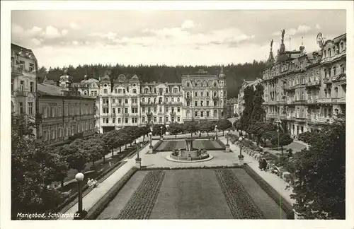 Marienbad Tschechien Schillerplatz mit Tepler Haus Brunnen Boehmen Kat. Marianske Lazne