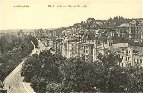 Marienbad Tschechien Blick nach der Bahnhofstrasse Boehmen Kat. Marianske Lazne