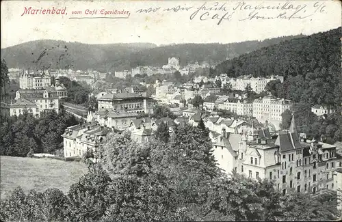 Marienbad Tschechien Blick vom Hoehenhotel Cafe Egerlaender Boehmen Kat. Marianske Lazne