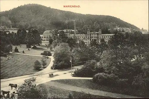 Marienbad Tschechien Parkanlagen Pferdekutsche Boehmen Kat. Marianske Lazne