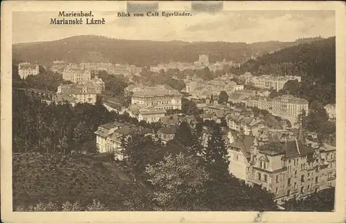 Marienbad Tschechien Blick vom Hoehenhotel Cafe Egerlaender Boehmen Kat. Marianske Lazne