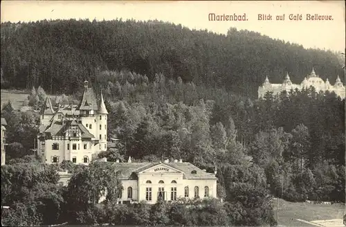 Marienbad Tschechien Blick auf Cafe Restaurant Bellevue Boehmen Kat. Marianske Lazne