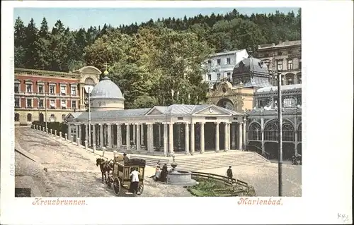 Marienbad Tschechien Kreuzbrunnen Pferdekutsche Boehmen Kat. Marianske Lazne