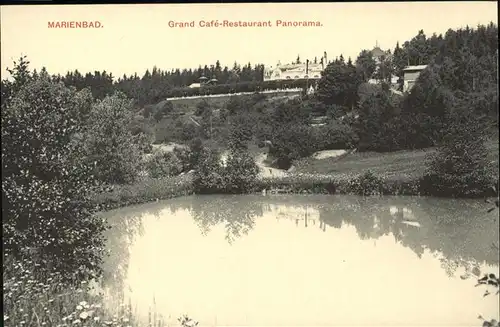 Marienbad Tschechien Grand Cafe Restaurant Panorama Teich Boehmen Kat. Marianske Lazne