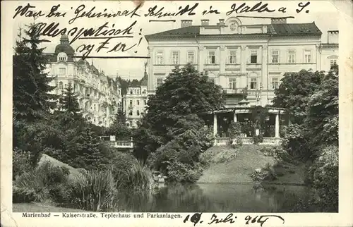 Marienbad Tschechien Kaiserstrasse Tepler Haus Teich Parkanlagen Boehmen Kat. Marianske Lazne