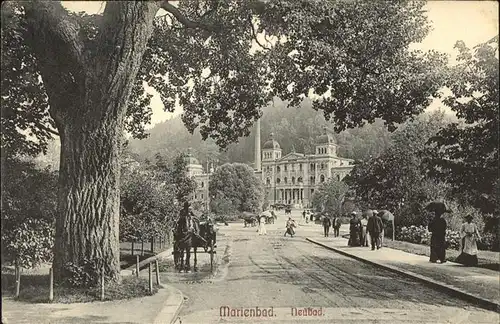 Marienbad Tschechien Neubad Pferdekutsche Park Boehmen Kat. Marianske Lazne