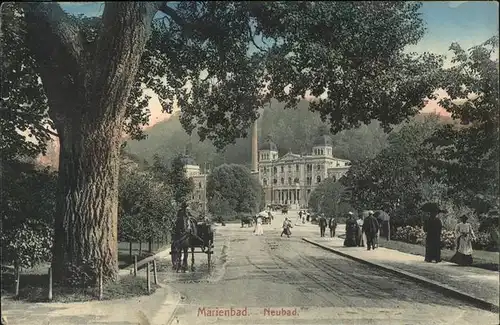 Marienbad Tschechien Neubad Pferdekutsche Park Boehmen Kat. Marianske Lazne