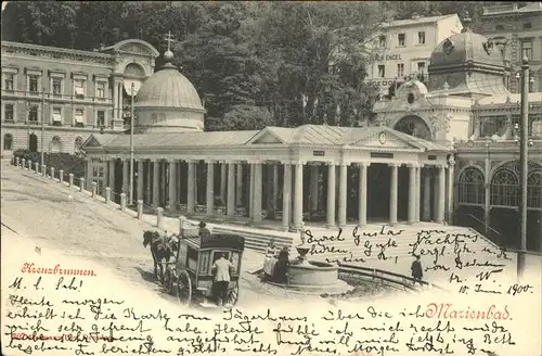 Marienbad Tschechien Kreuzbrunnen Pferdekutsche Boehmen Kat. Marianske Lazne