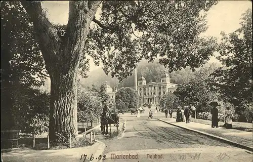 Marienbad Tschechien Neubad Park Pferdekutsche Boehmen Kat. Marianske Lazne