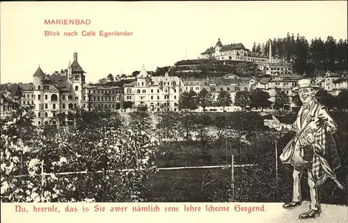 Marienbad Tschechien Blick nach Hoehenhotel Cafe Egerlaender Boehmen  Kat. Marianske Lazne