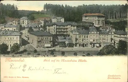 Marienbad Tschechien Blick auf Marienbader Muehle Boehmen handkolorierte Kuenstlerkarte Kat. Marianske Lazne