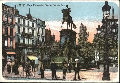 Lille Nord Place Richebe et Statue Faidherbe / Lille /Arrond. de Lille