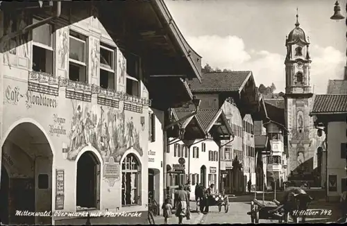 Mittenwald Bayern Mittenwald Obermarkt Kirche Cafe Konditorei  x / Mittenwald /Garmisch-Partenkirchen LKR