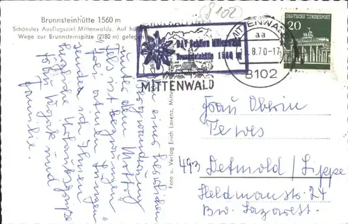 Mittenwald Bayern Mittenwald Brunnsteinhuette Wetterstein x / Mittenwald /Garmisch-Partenkirchen LKR