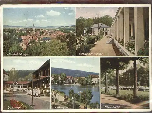 Bad Salzungen Panorama Kurhaus Seeterrassen Gradierwerk Werrabruecke Kat. Bad Salzungen