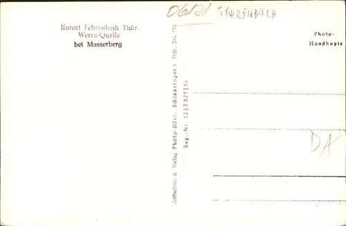 dd31960 Fehrenbach Thueringer Wald Werra Quelle  Kategorie. Masserberg Alte Ansichtskarten