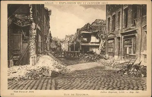 Lille Explosion du 11 Janvier 1916 Rue de Rouchin Kat. Lille