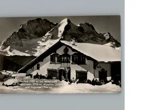 Mittenwald Bayern Winter-Karte, Cafe Tonihof / Mittenwald /Garmisch-Partenkirchen LKR