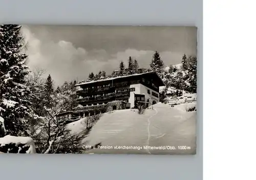 Mittenwald Bayern Winter-Karte, Cafe Lerchenhang / Mittenwald /Garmisch-Partenkirchen LKR