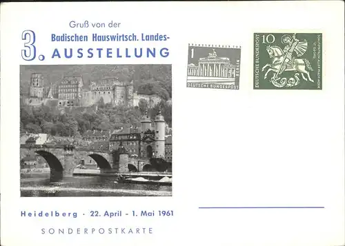 Heidelberg Sonderpostkarte Landesausstellung Kat. Heidelberg