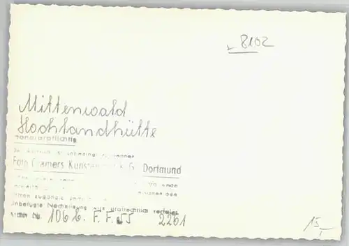 Mittenwald Bayern Mittenwald Hochlandhuette ungelaufen ca. 1955 / Mittenwald /Garmisch-Partenkirchen LKR