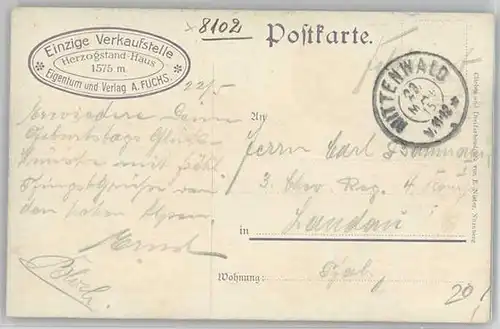 Mittenwald [Stempelabschlag]  Feldpost x 1915