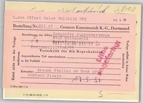 Mittenwald Ganghofer Jugendherberge  o 1976