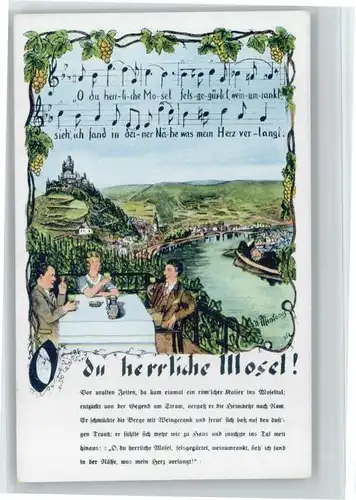 Koblenz Kuenstler W. Montanus Lied O du herrliche Mosel *