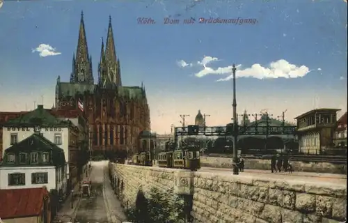 Koeln Rhein Dom Brueckenaufgang Strassenbahn  / Koeln /Koeln Stadtkreis