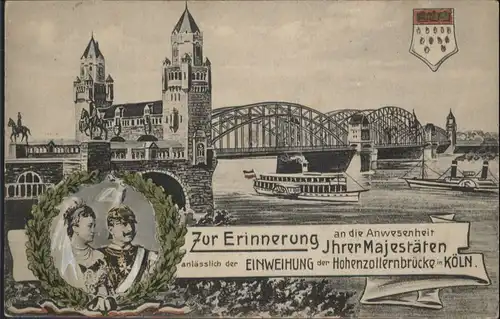 Koeln Rhein Einweihung der Hohenzollernbruecke Schiff / Koeln /Koeln Stadtkreis