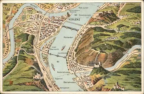 Koblenz Rhein Rhein bis zur Marksburg / Koblenz /Koblenz Stadtkreis