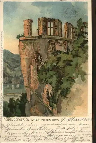 Heidelberg Neckar Schloss Dicker Turm / Heidelberg /Heidelberg Stadtkreis