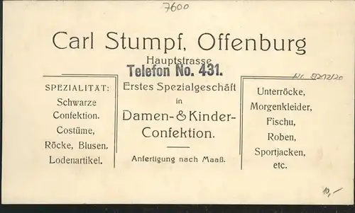 Offenburg Carl Stumpf
Damen- und Kinderkonfektion / Offenburg /Ortenaukreis LKR