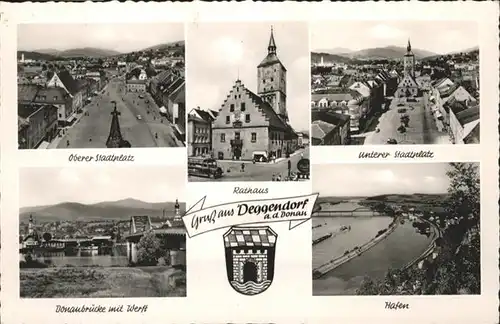 Deggendorf Donau Stadtplatz Donaubruecke Hafen Rathaus  / Deggendorf /Deggendorf LKR