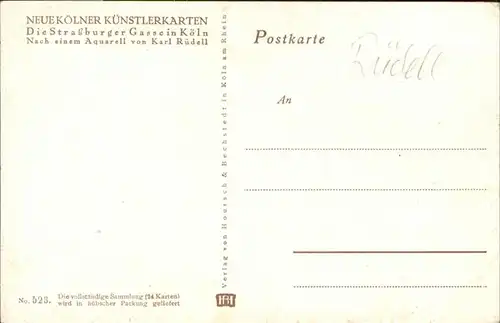Koeln Rhein Strassburger Gasse Kuenstler Karl Ruedell /  /