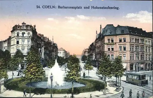 Koeln Rhein Barbarossaplatz Hohenstaufenring Springbrunnen Strassenbahn  / Koeln /Koeln Stadtkreis