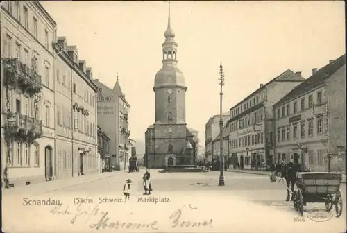 Bad Schandau Marktplatz Kutsche Brunnen x