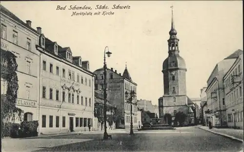 Bad Schandau Marktplatz Kirche Brunnen *
