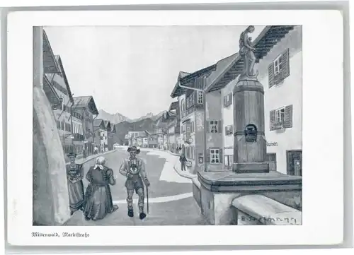 Mittenwald Nach einem Original von Kuenstler Erich Stegmann Marktstrasse *
