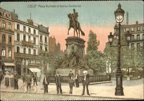 Lille Place Richebe Statue Faidherbe *