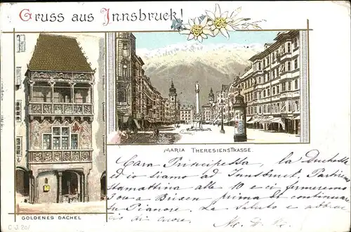 Innsbruck Goldenes Dachel Maria Theresien Strasse Kat. Innsbruck