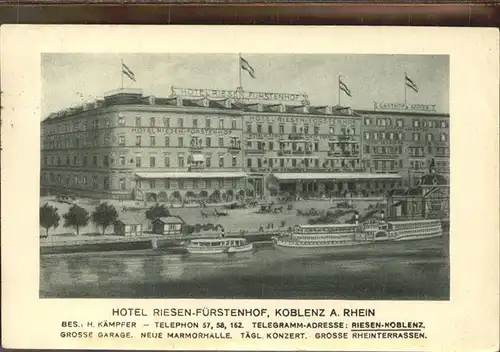 Koblenz Hotel Riesen Fuerstenhof Rhein Dampfer