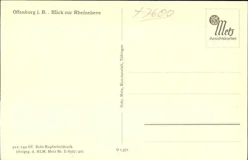 Offenburg Blick zur Rheinebene Kat. Offenburg