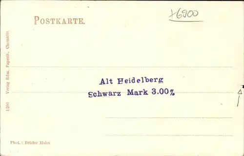 Heidelberg Alt Heidelberg
Schwarz Mark 300 % Kat. Heidelberg