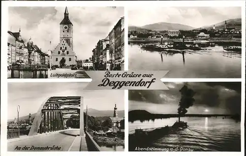 Deggendorf Donau Abendstimmung, Donabruecke, Luitpoldplatz / Deggendorf /Deggendorf LKR