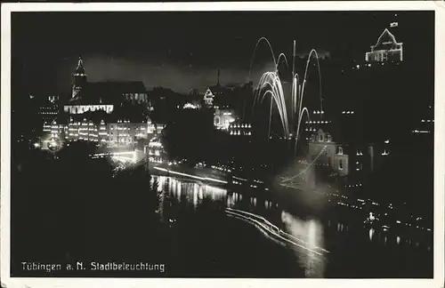 Tuebingen Gasstaette Museum Oscar Schmid Stadtbeleuchtung Nacht Kat. Tuebingen