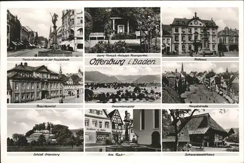 Offenburg Bezirksamt Rosengarten Fischmarkt Schloss Ortenberg Neptunbrunnen Kat. Offenburg