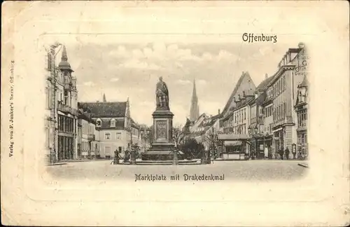 Offenburg Marktplatz mit Drakedenkmal Kat. Offenburg